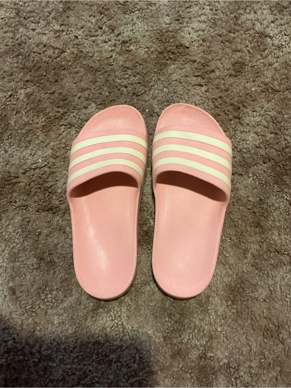 Pink Women's Slide Sandals with Cream Stripes